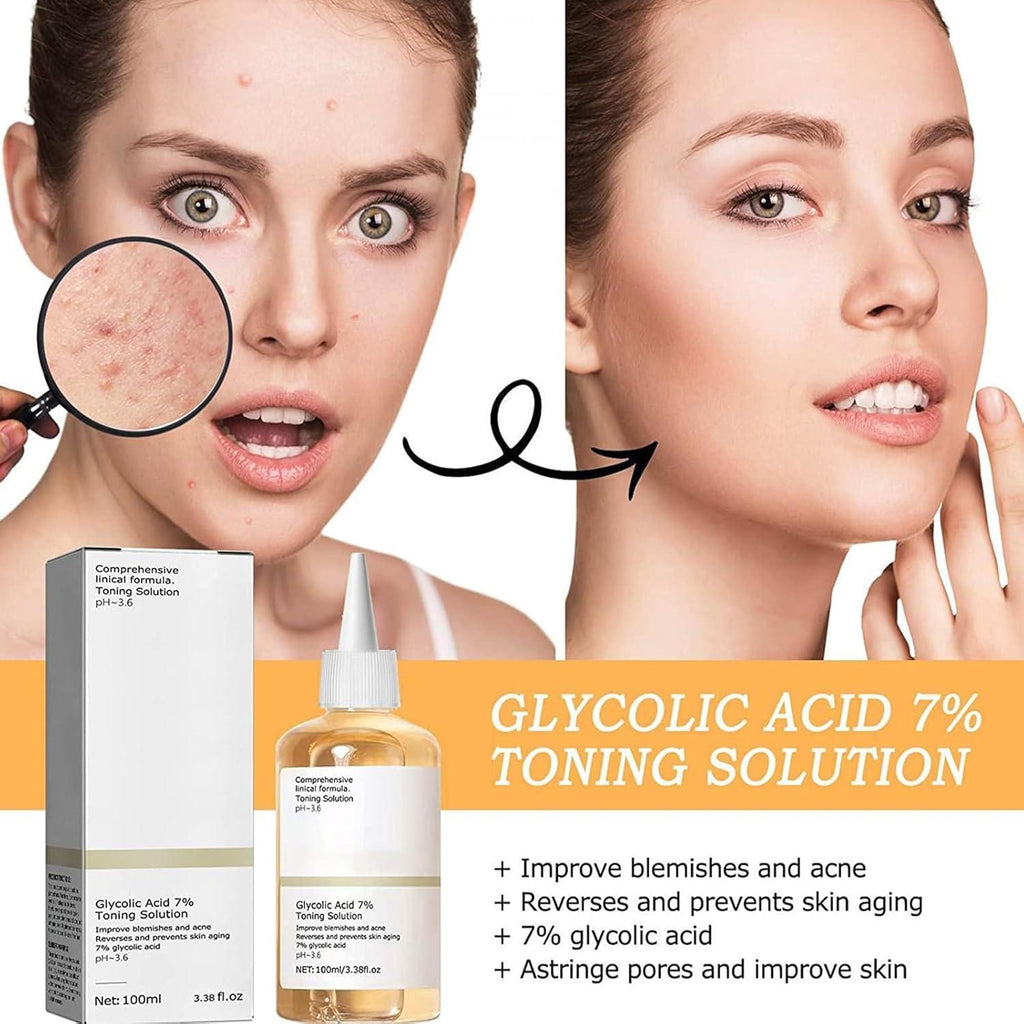 100ml Glycolic Acid 7% Toning Solution To Remove Acne and Moisturize Skin Rejuvenating Lotion