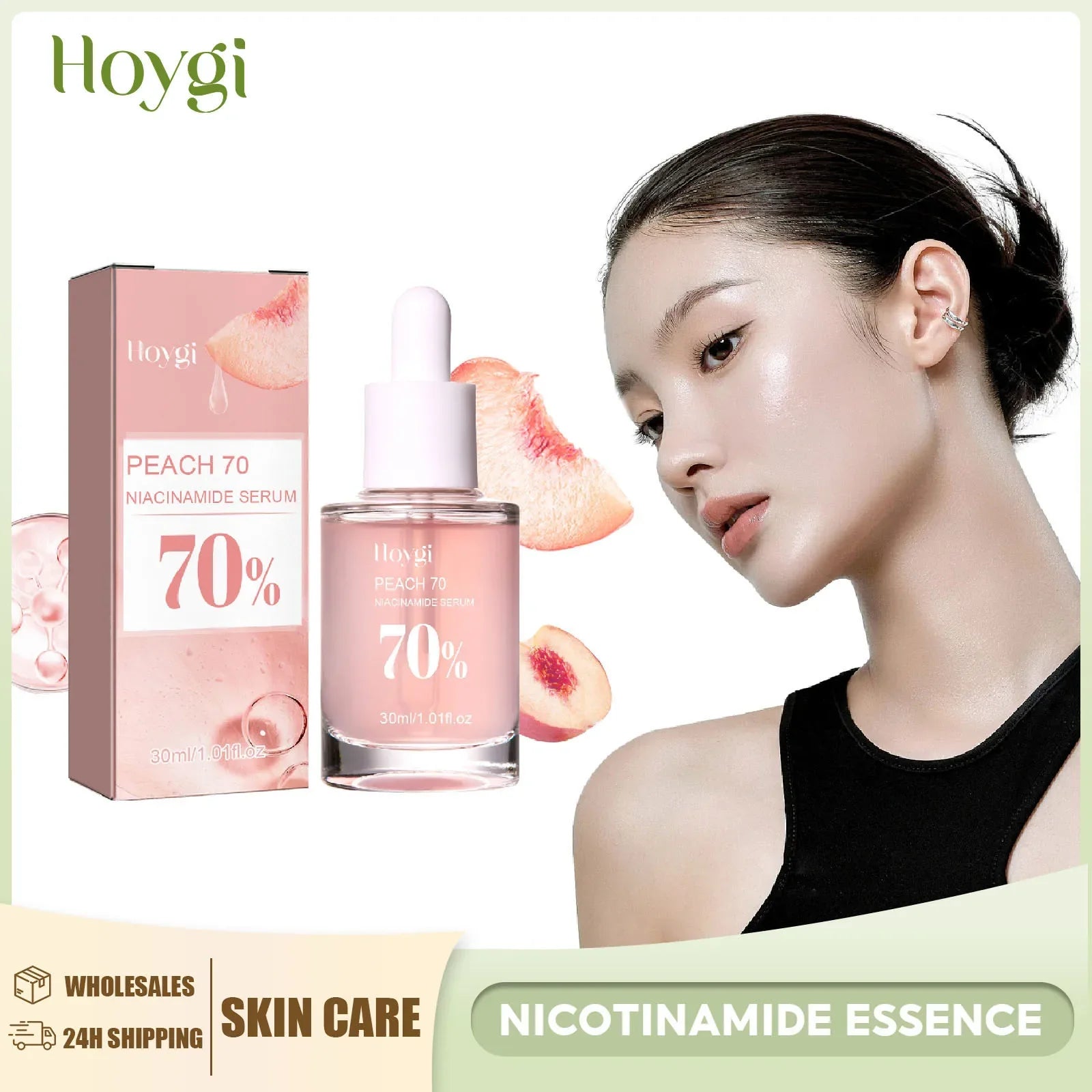Peach 70% Niacinamide Facial Serum Fade Melanin Moisturzing Shrink Pores Smooth Brightening Skin Care Dark Spot Remover Serum